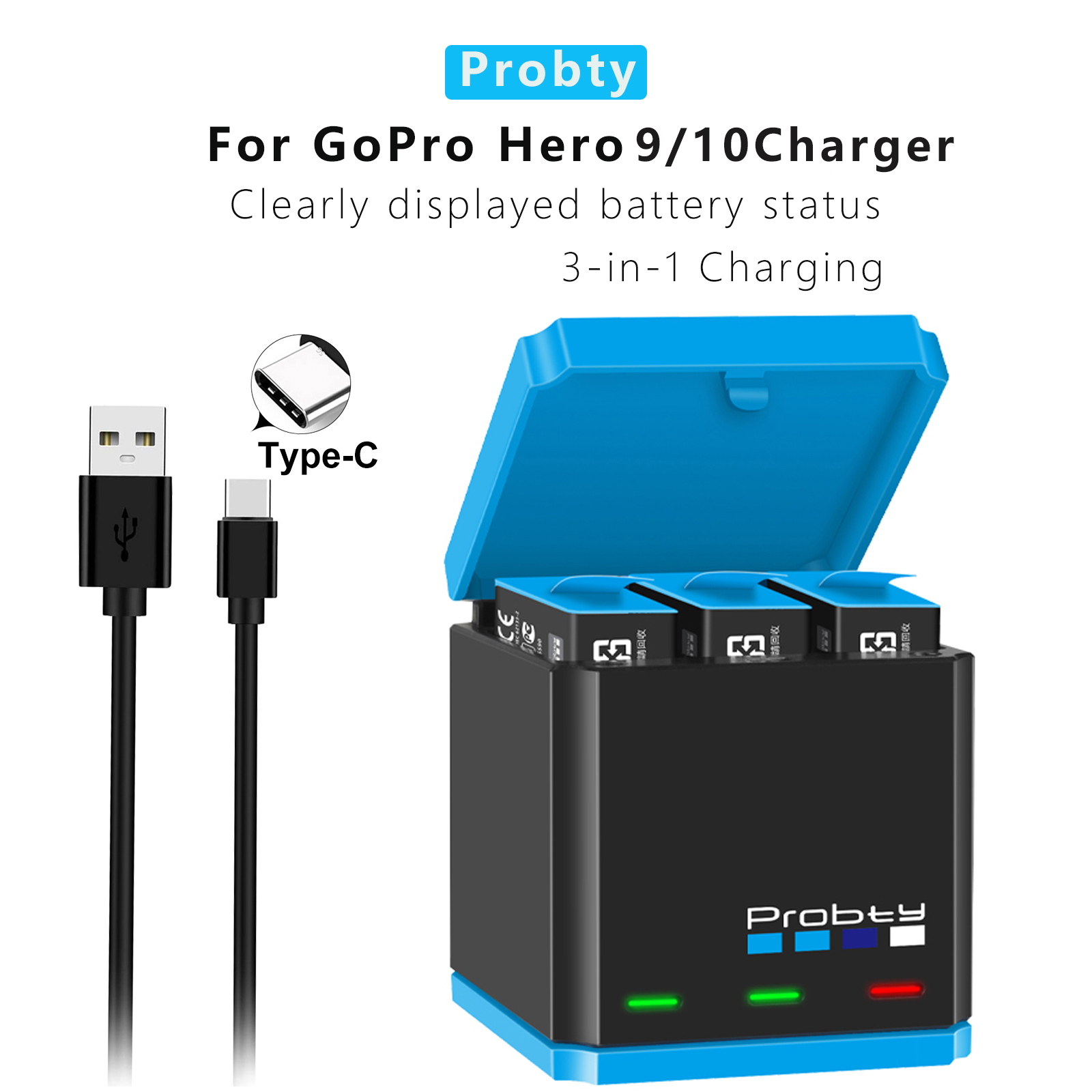 For GoPro 12 11 10 Charger, Fa - Sports Equipment Cabinet 评论和价格