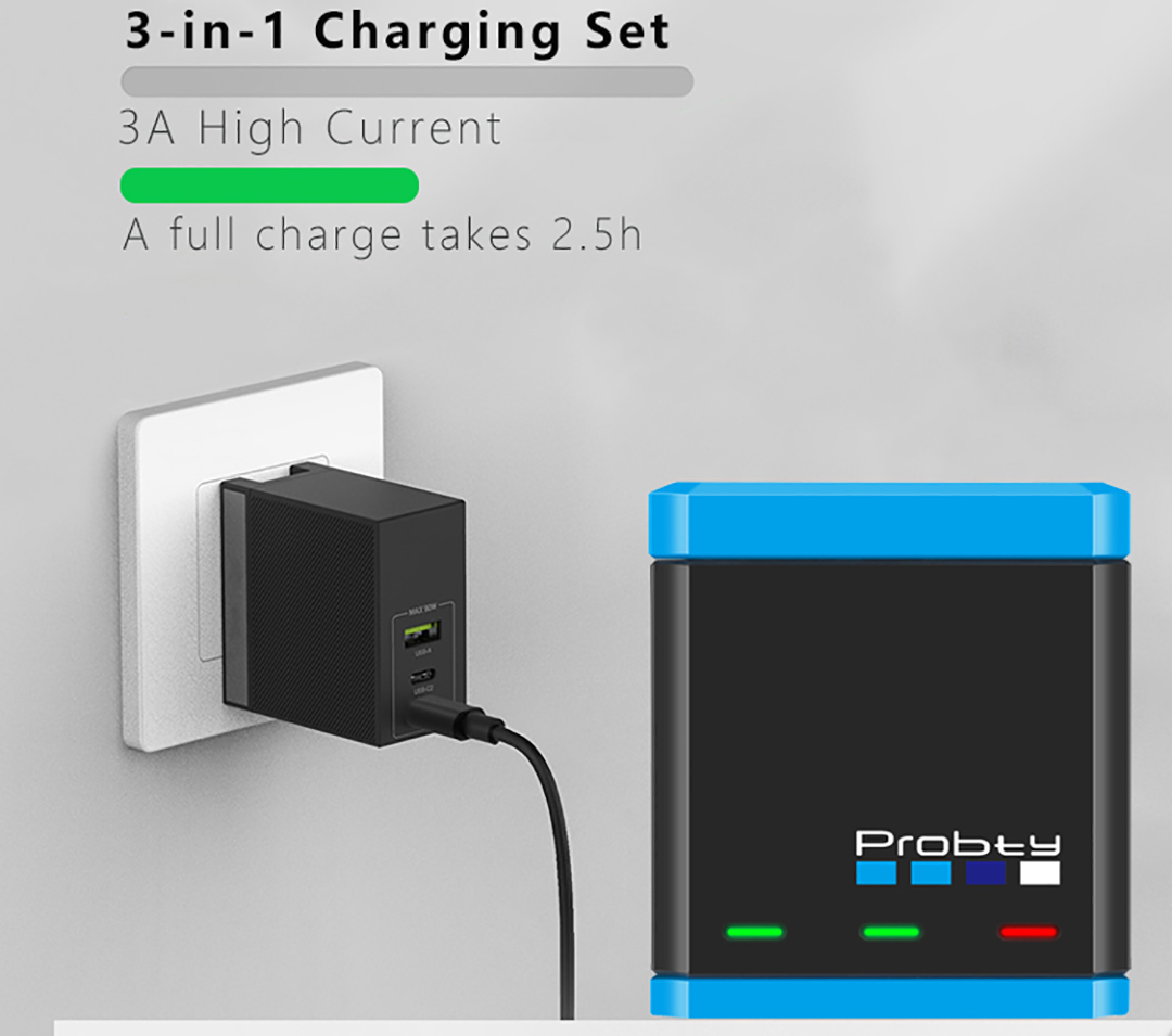 For GoPro 12 11 10 Charger, Fa - Sports Equipment Cabinet 评论和价格