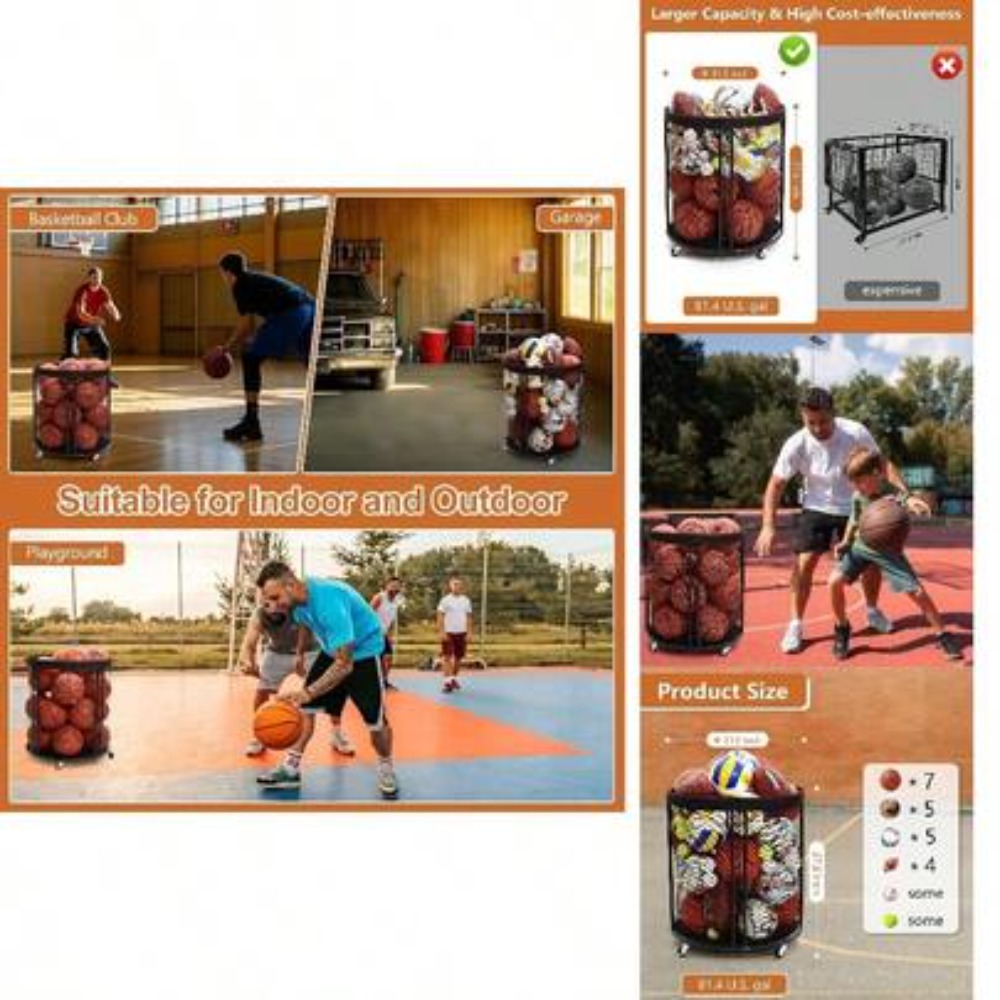 Heavy Duty Ball Storage Bin Ca - Sports Equipment Holder 评论和价格